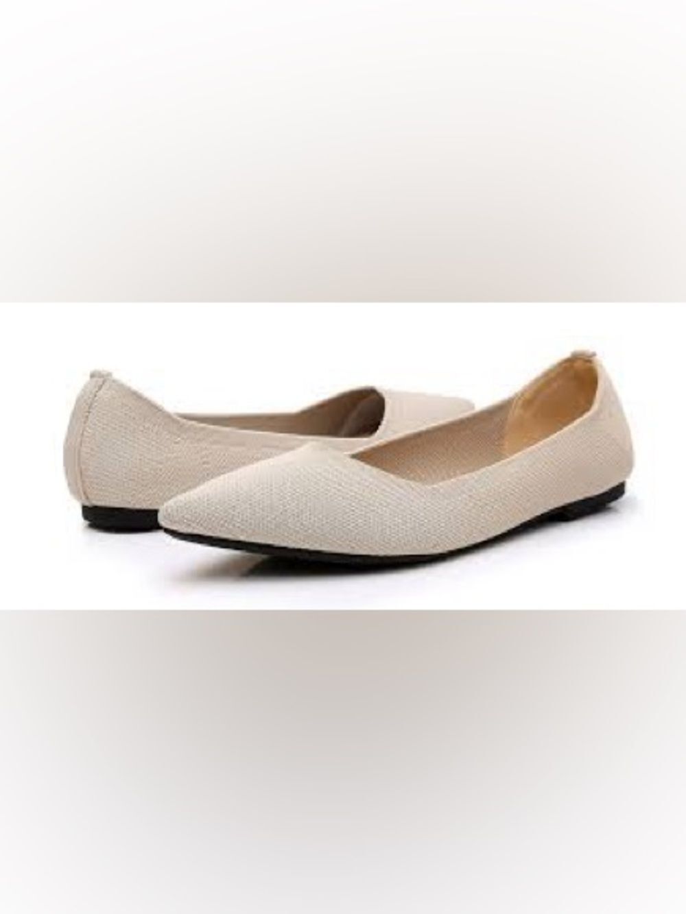 (A) Venus Celia women's knitted flat shoes, size 10, with memory foam insole.